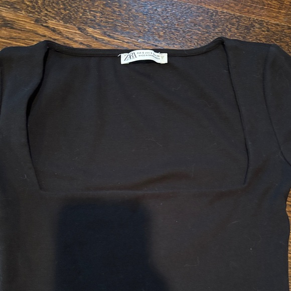 Zara Black Square Neck Crop Top - Picture 3 of 4
